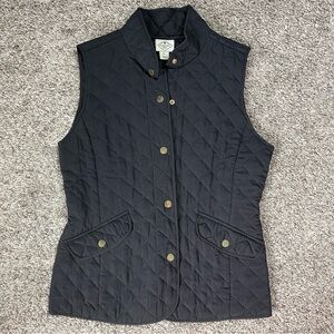 St. John’s Bay Women’s Black Button Up Vest Pockets Sz Small